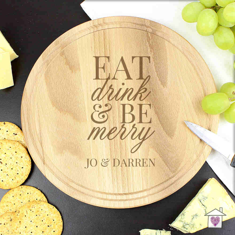 Personalised Eat Drink & Be Merry Round Chopping Board - Image 4