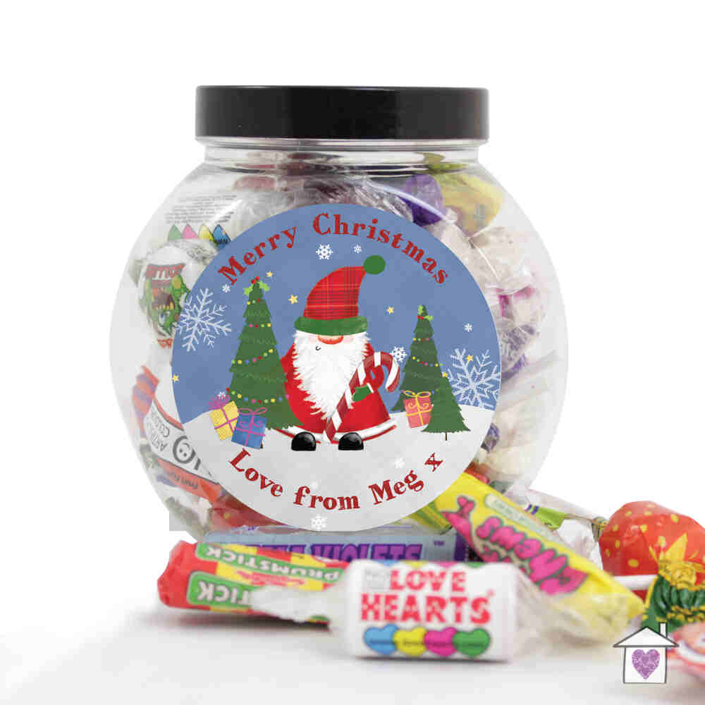 Personalised Tartan Santa Sweet Jar - Image 2