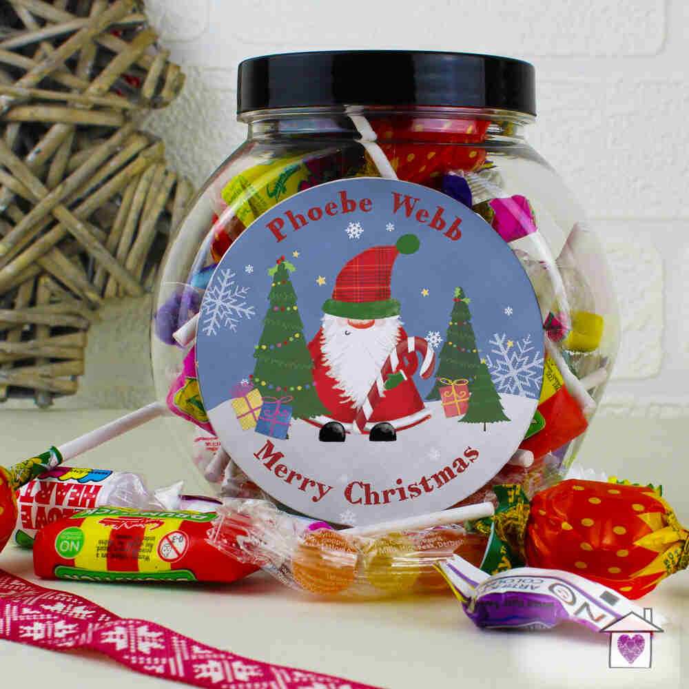 Personalised Tartan Santa Sweet Jar - Image 3