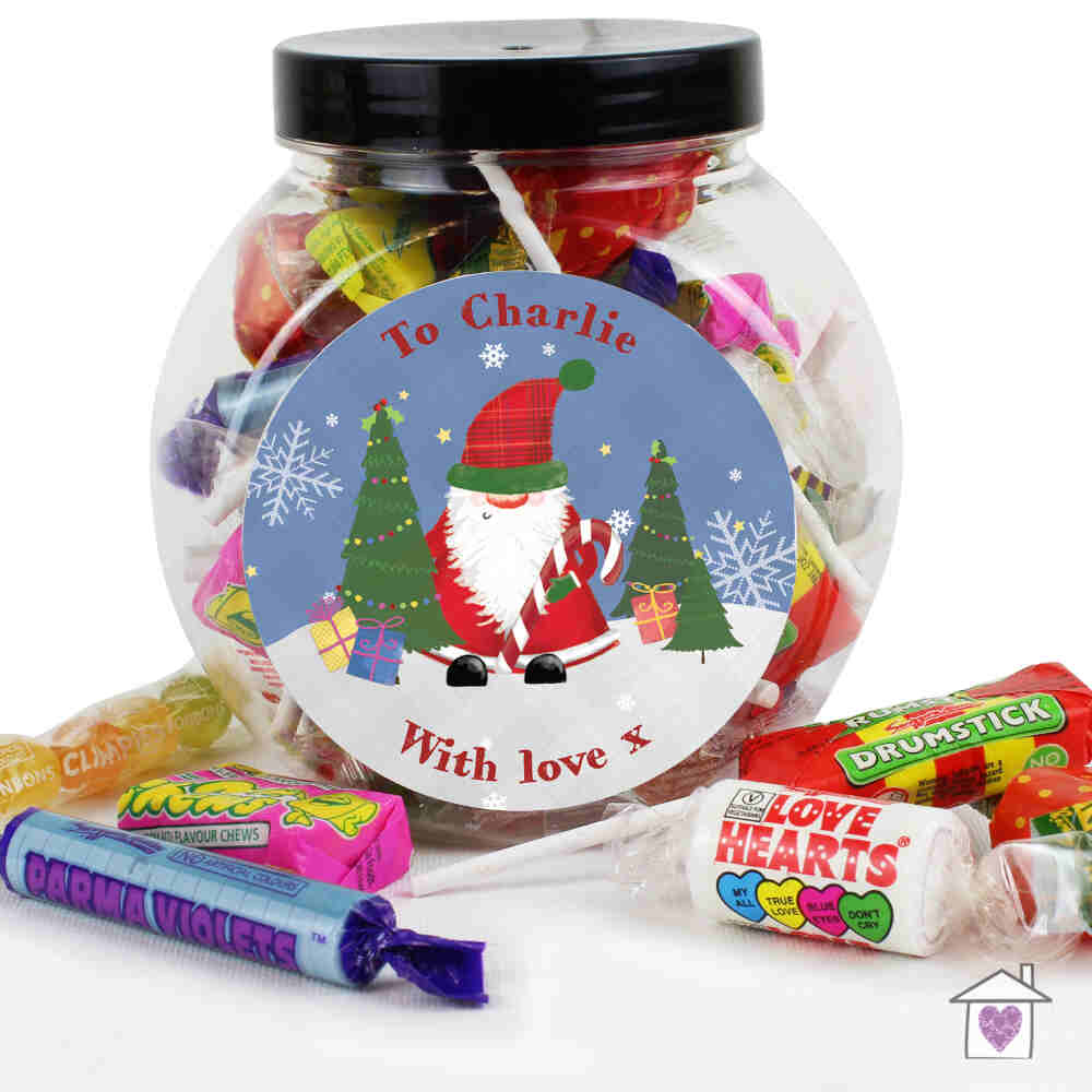 Personalised Tartan Santa Sweet Jar - Image 4