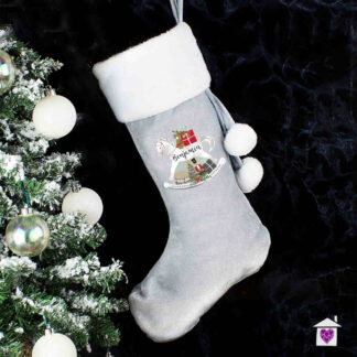 Personalised Rocking Horse Luxury Silver Grey Stocking