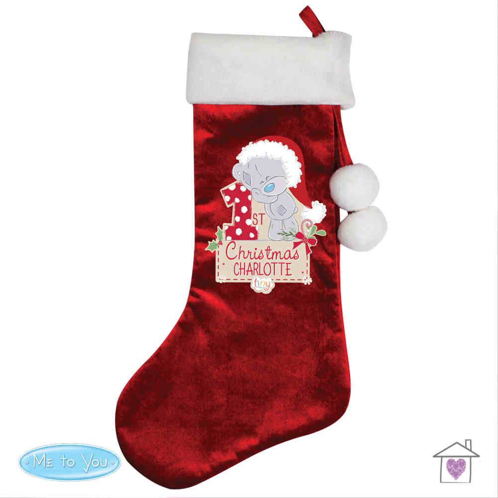 Personalised Tiny Tatty Teddy 'My 1st Christmas' Luxury Red Stocking - Image 2