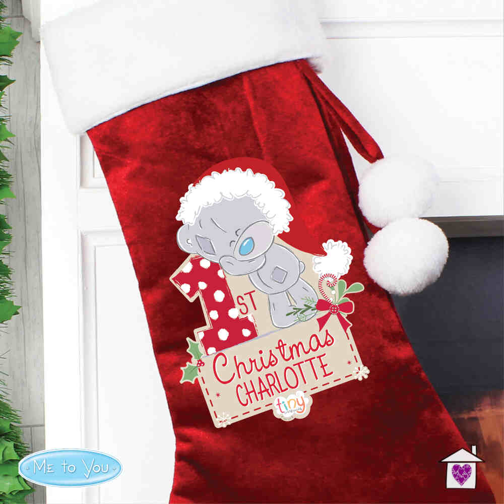 Personalised Tiny Tatty Teddy 'My 1st Christmas' Luxury Red Stocking - Image 3