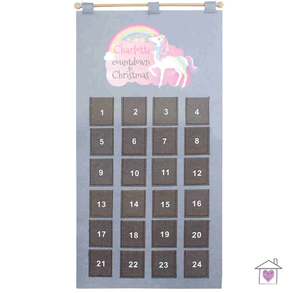 Personalised Christmas Unicorn Advent Calendar In Silver Grey - Image 2