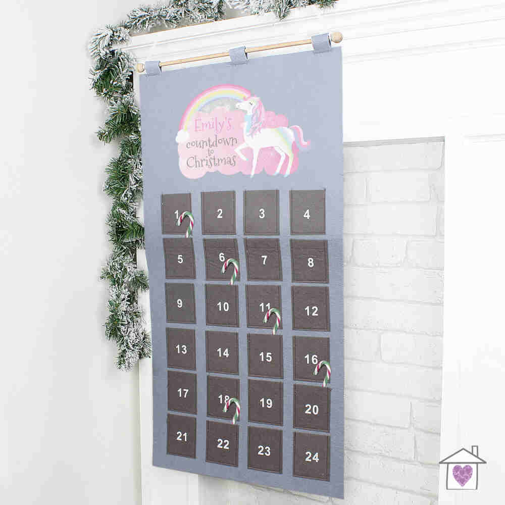 Personalised Christmas Unicorn Advent Calendar In Silver Grey - Image 3