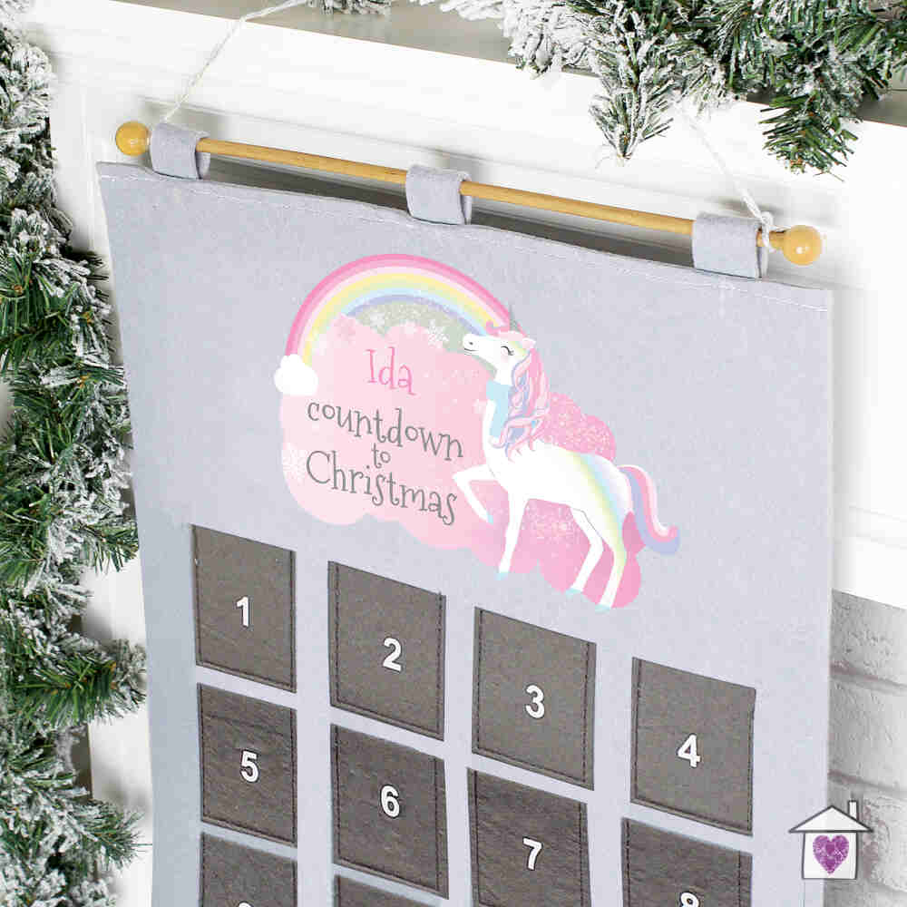 Personalised Christmas Unicorn Advent Calendar In Silver Grey - Image 4