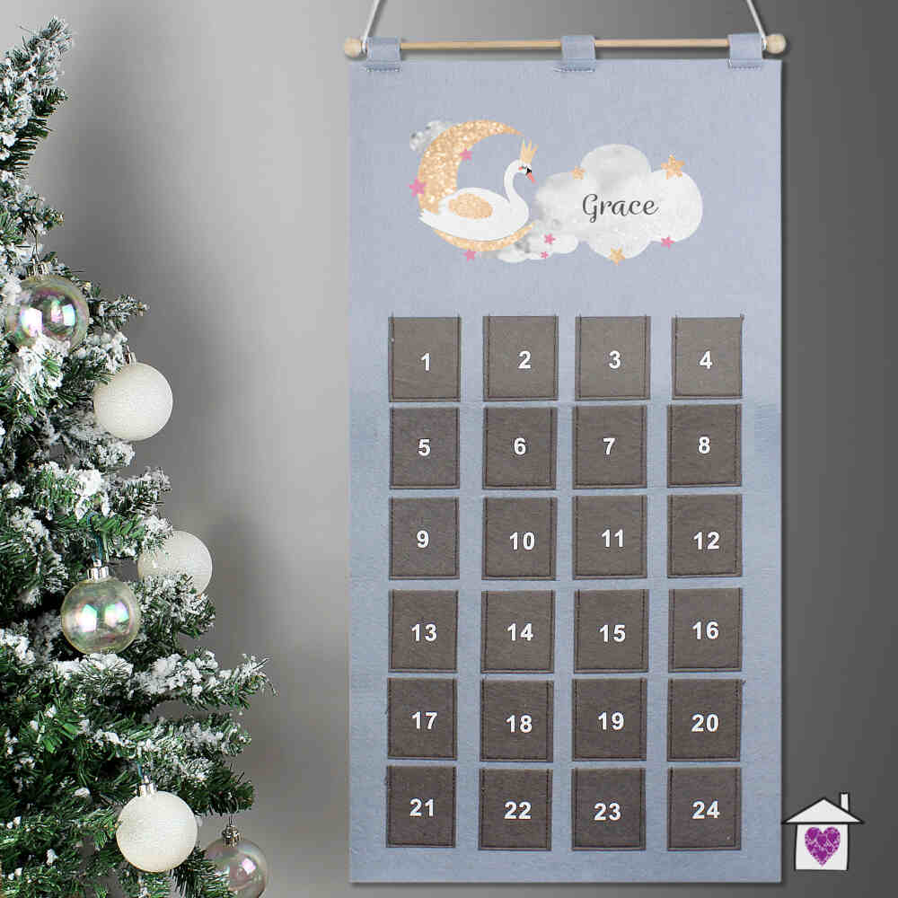 Personalised Swan Lake Advent Calendar In Silver Grey