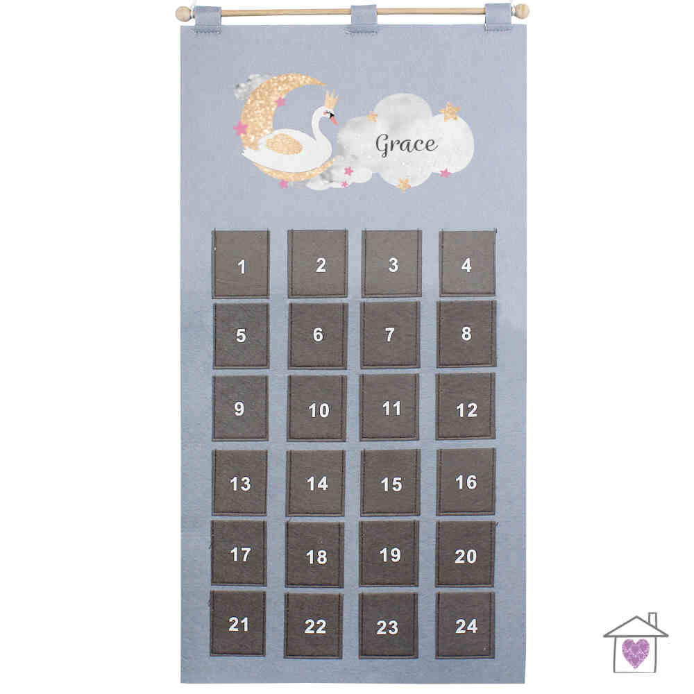 Personalised Swan Lake Advent Calendar In Silver Grey - Image 2