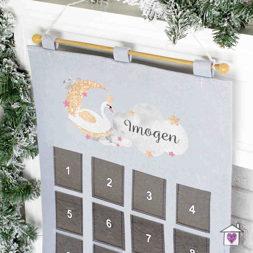Personalised Swan Lake Advent Calendar In Silver Grey - Image 3