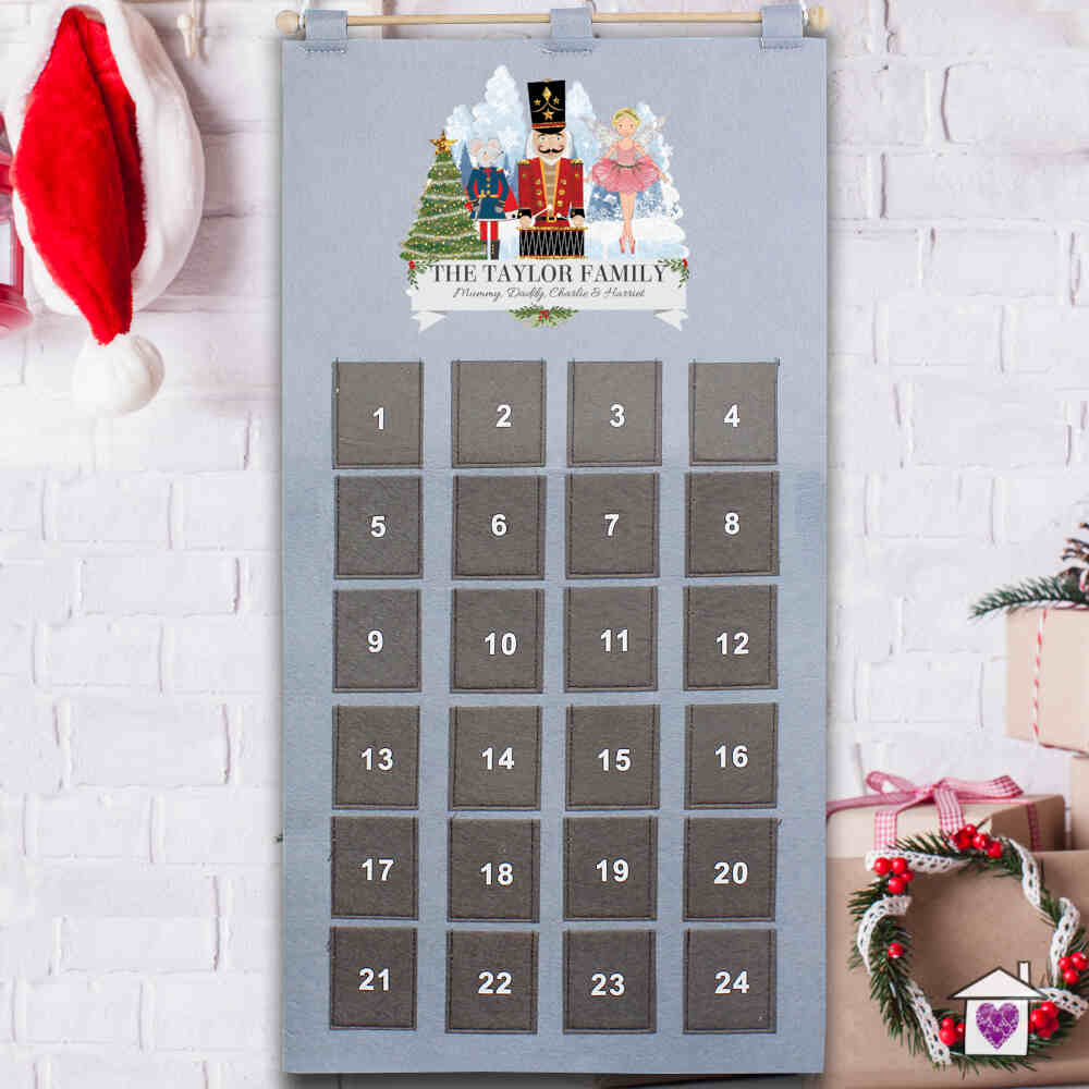 Personalised Nutcracker Advent Calendar In Silver Grey - Image 4