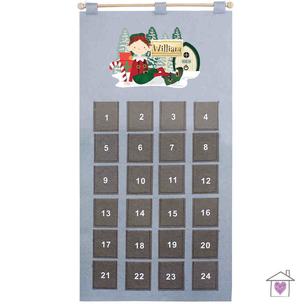 Personalised Elf Advent Calendar In Silver Grey - Image 2