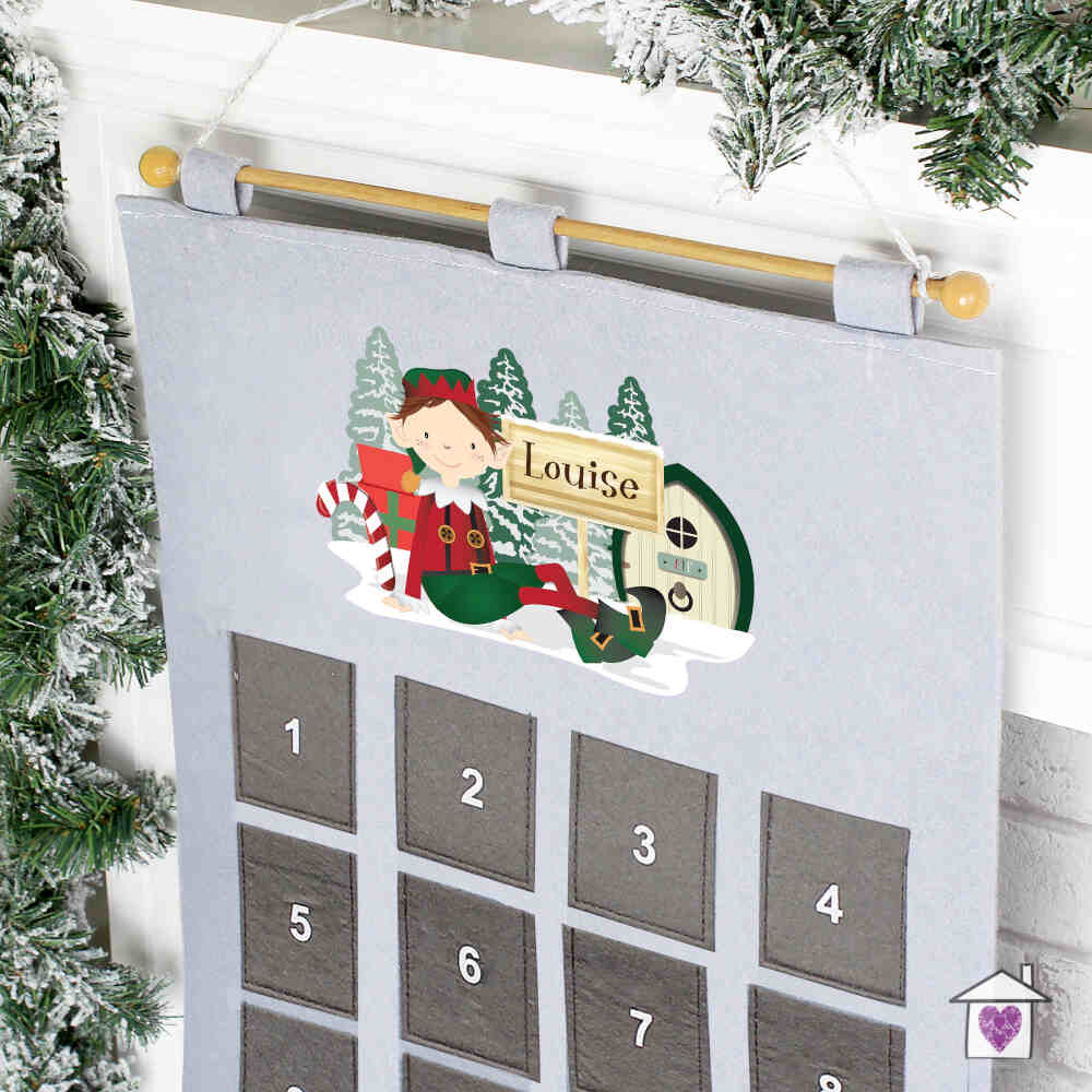 Personalised Elf Advent Calendar In Silver Grey - Image 3