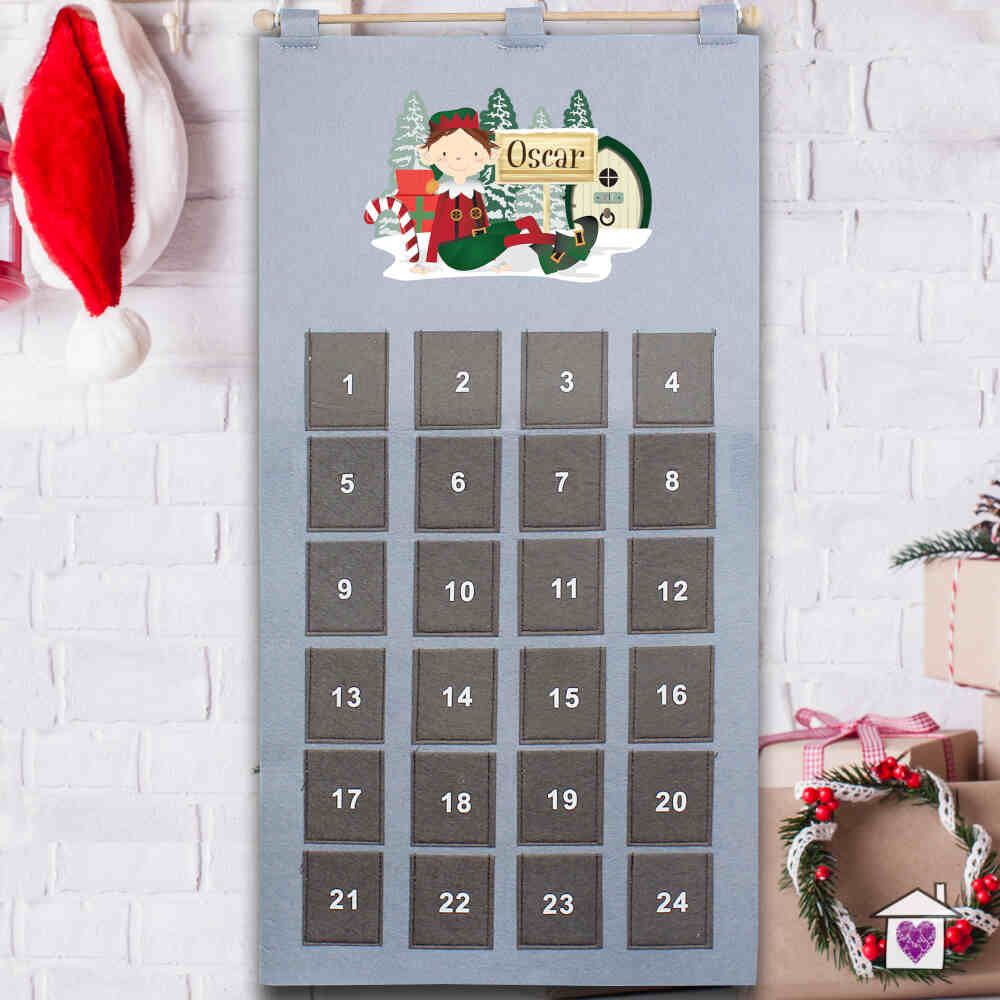 Personalised Elf Advent Calendar In Silver Grey - Image 4