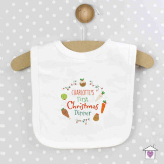 Personalised 'First Christmas Dinner' Bib