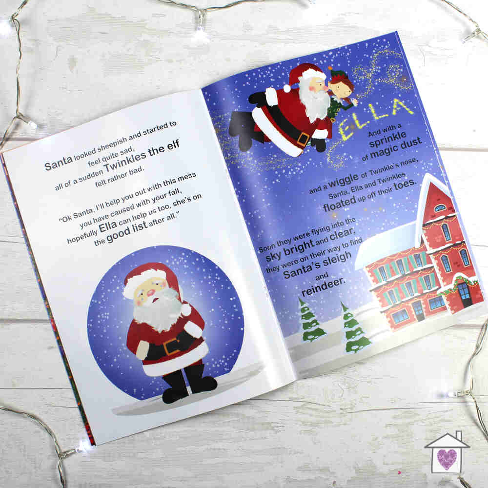 Personalised Girls "It's Christmas" Story Book, Featuring Santa and his Elf Twinkles - Image 5