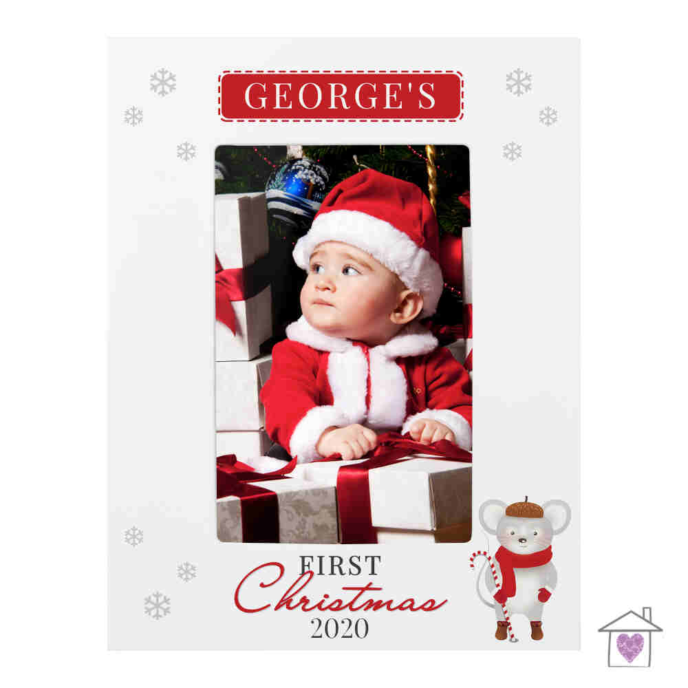 Personalised '1st Christmas' Mouse White 6x4 Photo Frame - Image 2