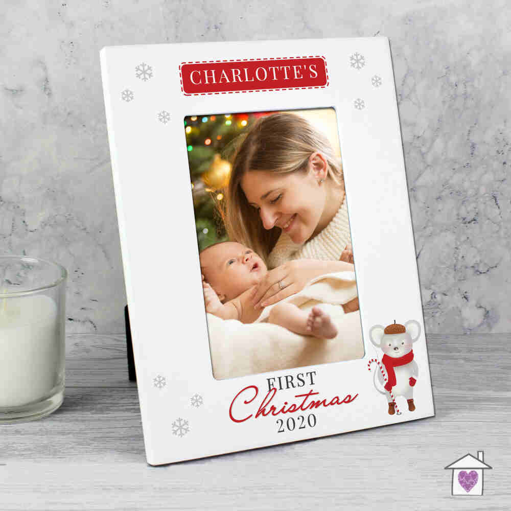 Personalised '1st Christmas' Mouse White 6x4 Photo Frame - Image 4