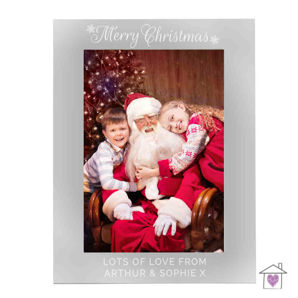 Personalised Silver 5x7 Merry Christmas Photo Frame - Image 2