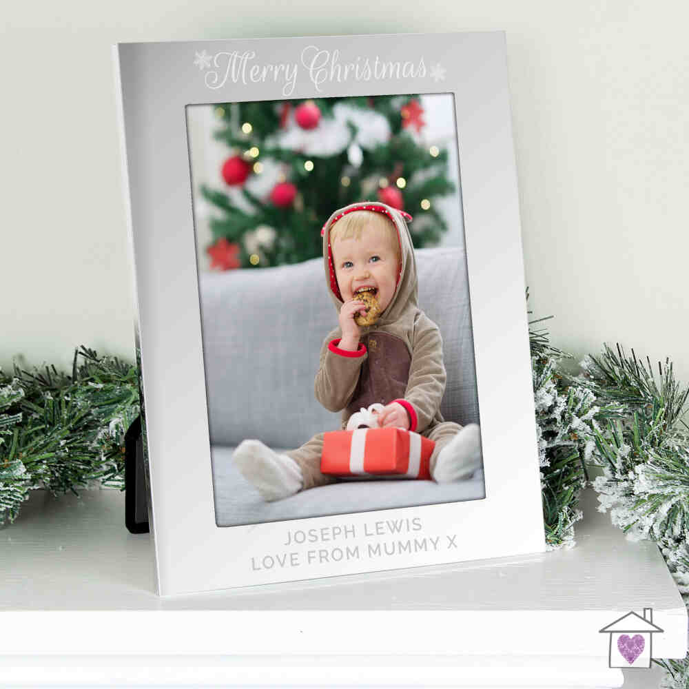 Personalised Silver 5x7 Merry Christmas Photo Frame - Image 3