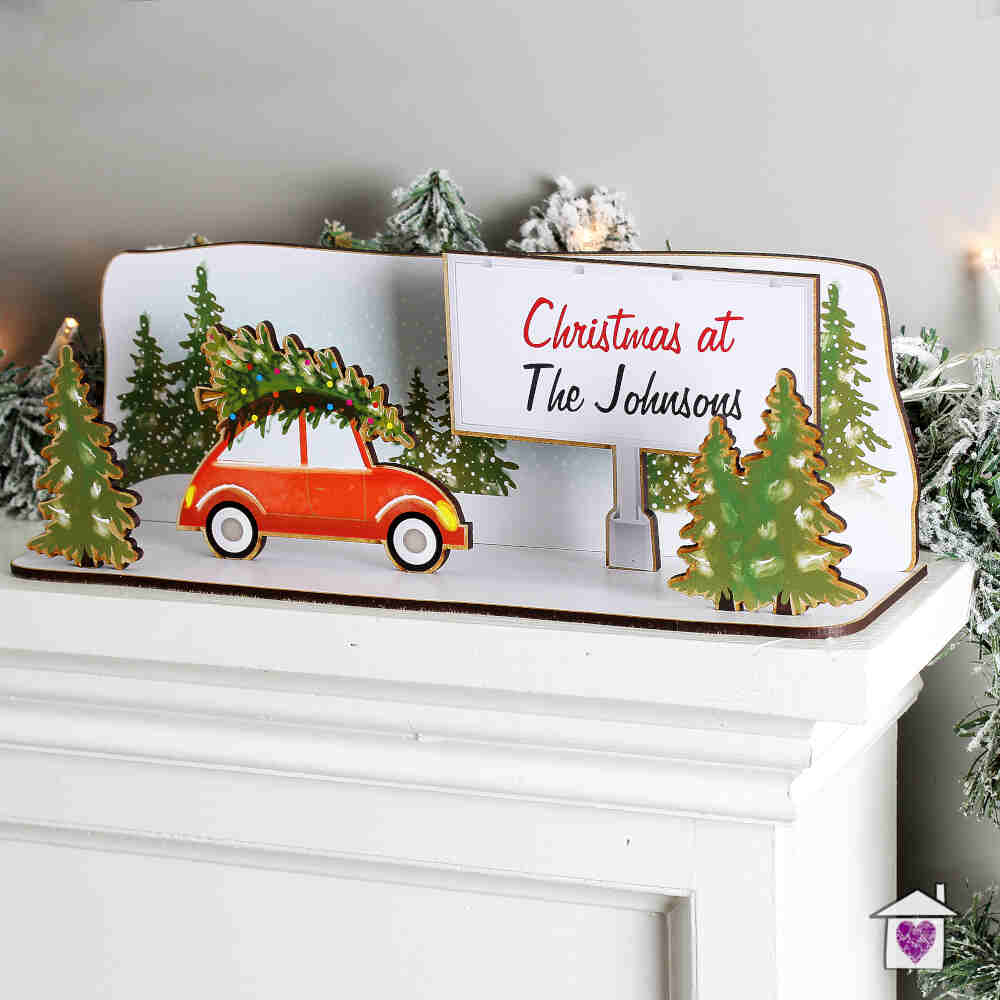 Personalised Make Your Own Driving Home For Christmas Wooden Scene Kit