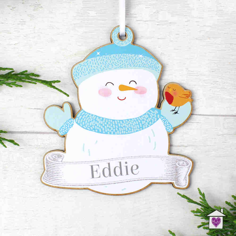 Personalised Set of Four Colourful Christmas Characters Wooden Hanging Decorations - Image 7