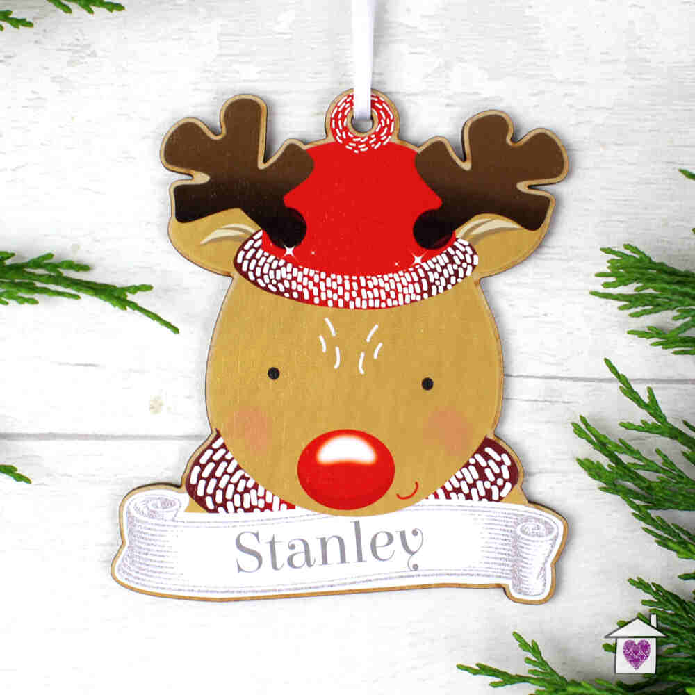 Personalised Set of Four Colourful Christmas Characters Wooden Hanging Decorations - Image 8
