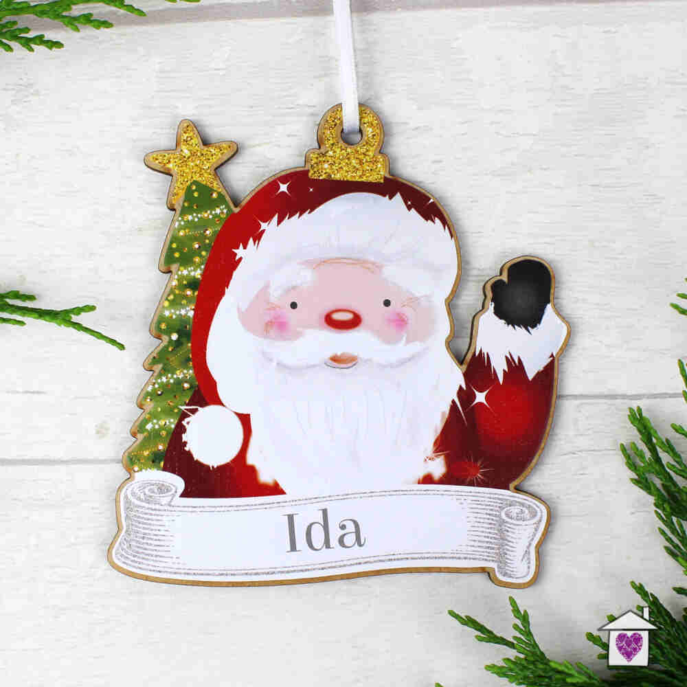 Personalised Set of Four Colourful Christmas Characters Wooden Hanging Decorations - Image 9