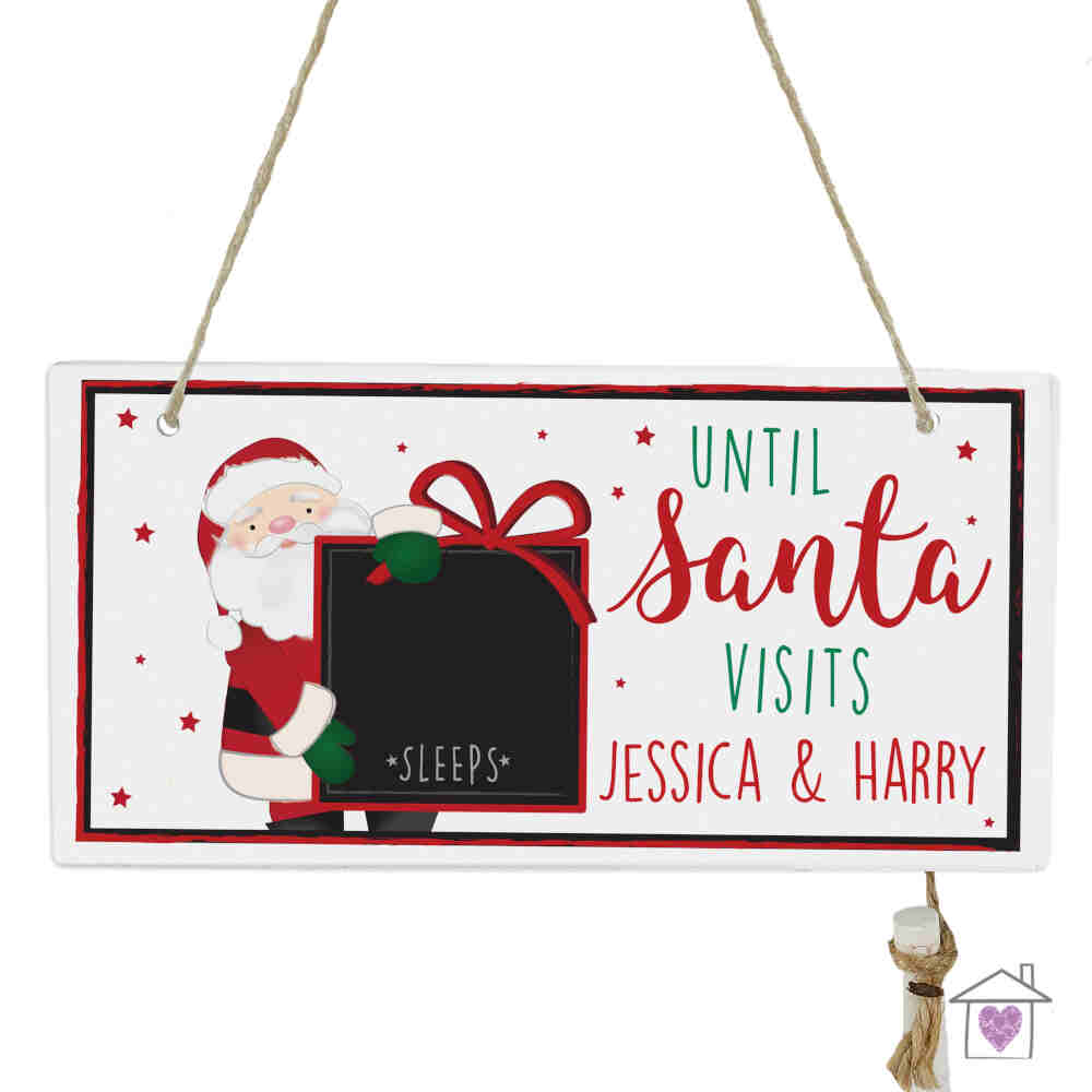 Personalised Santa Christmas Chalk Countdown Wooden Sign - Image 2