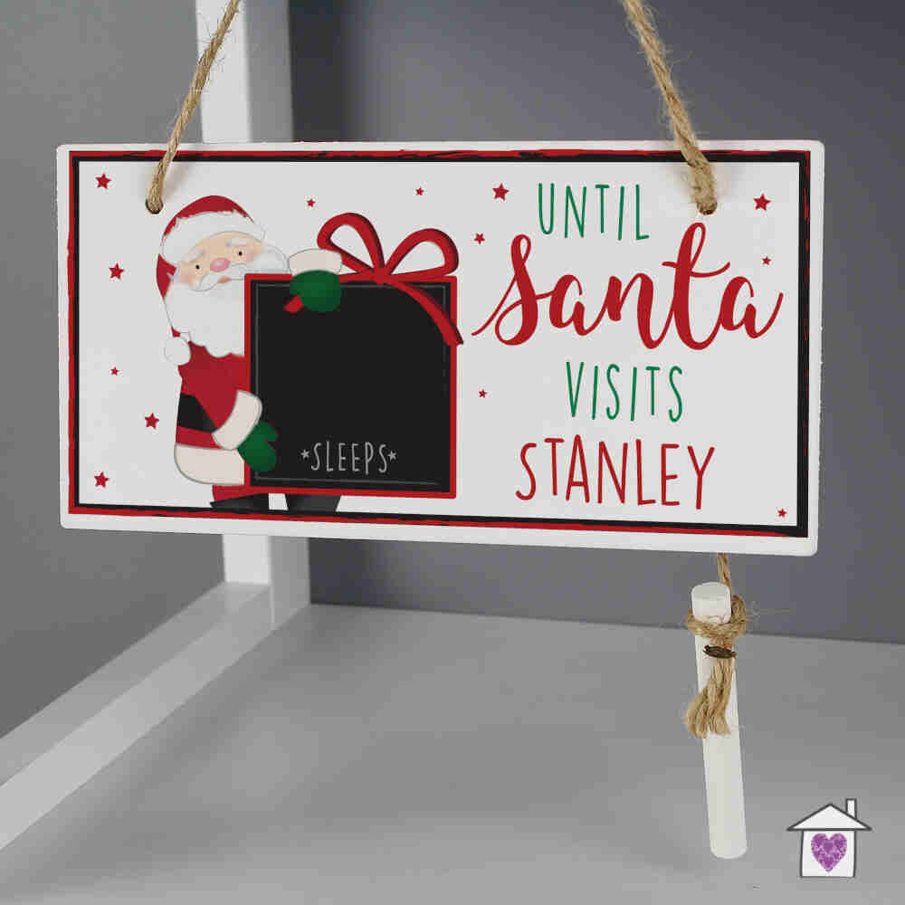 Personalised Santa Christmas Chalk Countdown Wooden Sign - Image 4