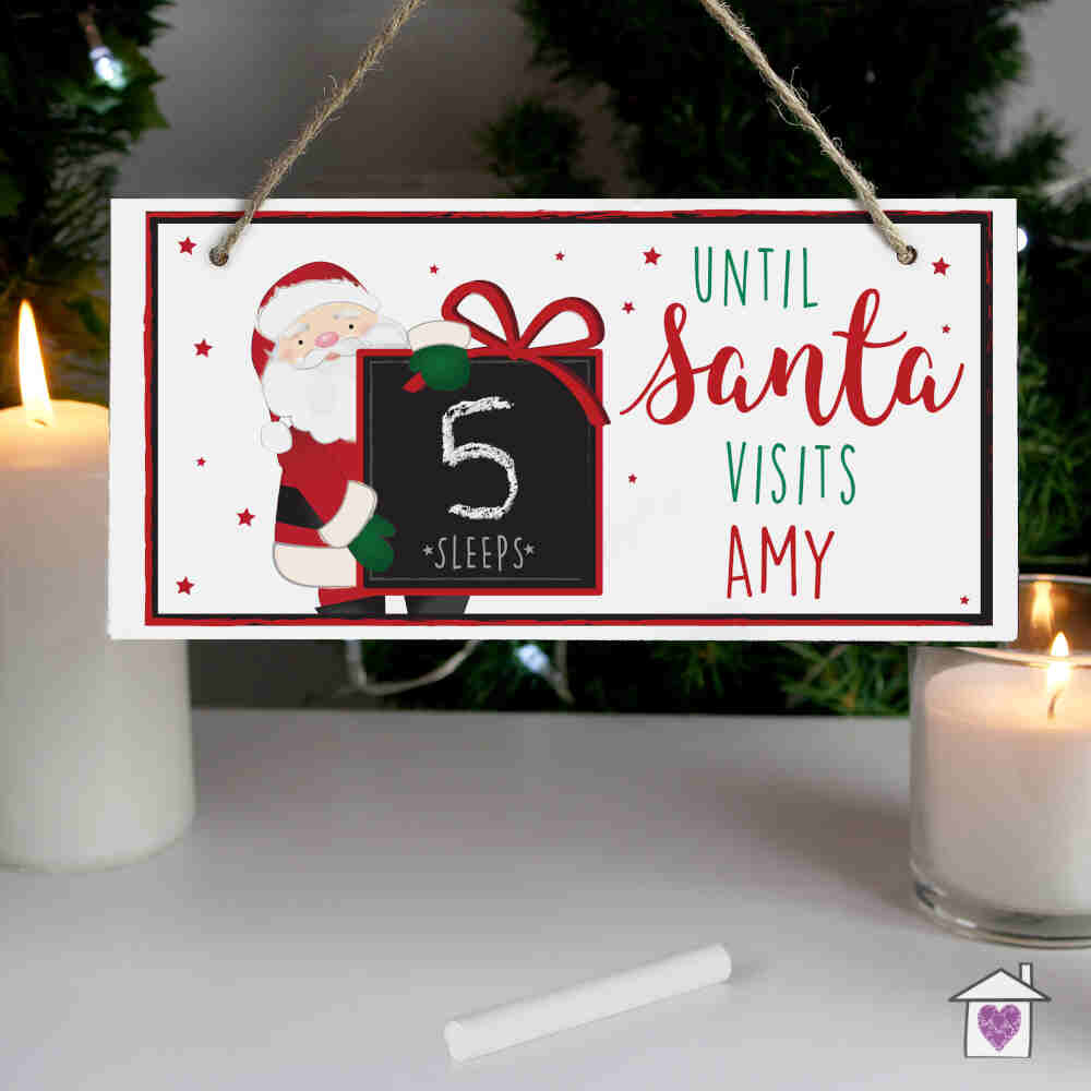 Personalised Santa Christmas Chalk Countdown Wooden Sign - Image 5