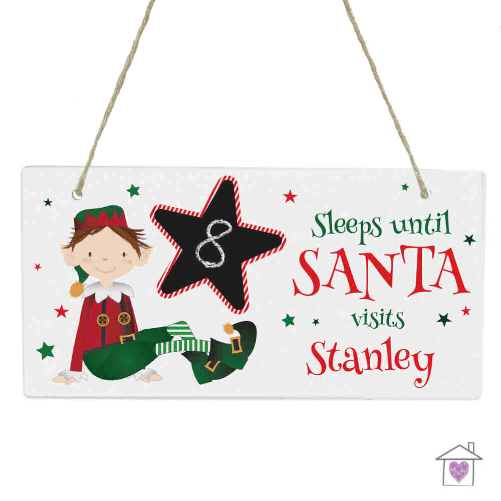 Personalised Elf Christmas Chalk Countdown Wooden Sign - Image 5