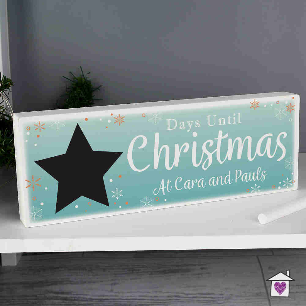Personalised Christmas Chalk Countdown Wooden Block Sign - Image 3