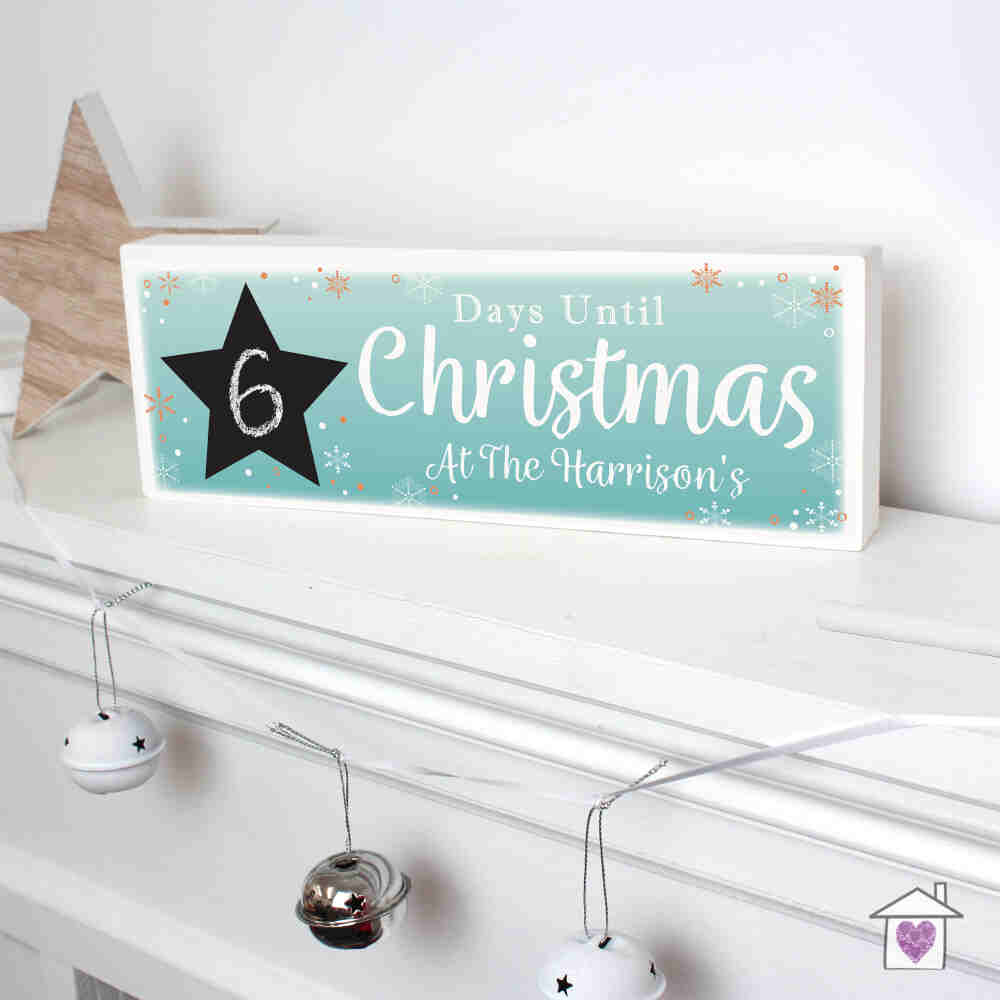 Personalised Christmas Chalk Countdown Wooden Block Sign - Image 4