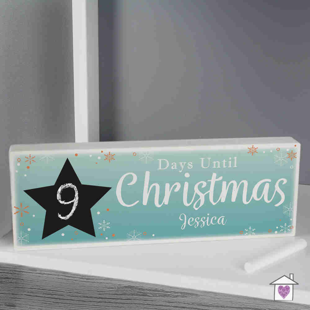 Personalised Christmas Chalk Countdown Wooden Block Sign - Image 5