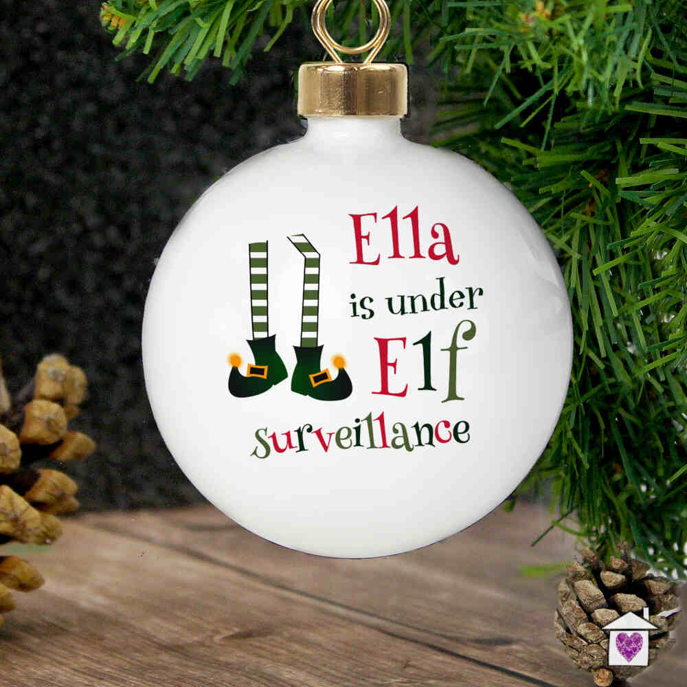 Personalised Elf Surveillance Bauble