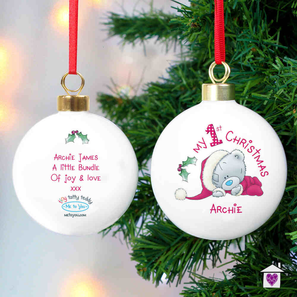 Personalised Me To You My 1st Christmas Bauble - Image 3