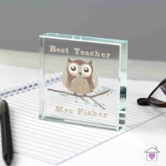 Personalised Woodland Owl Large Crystal Token