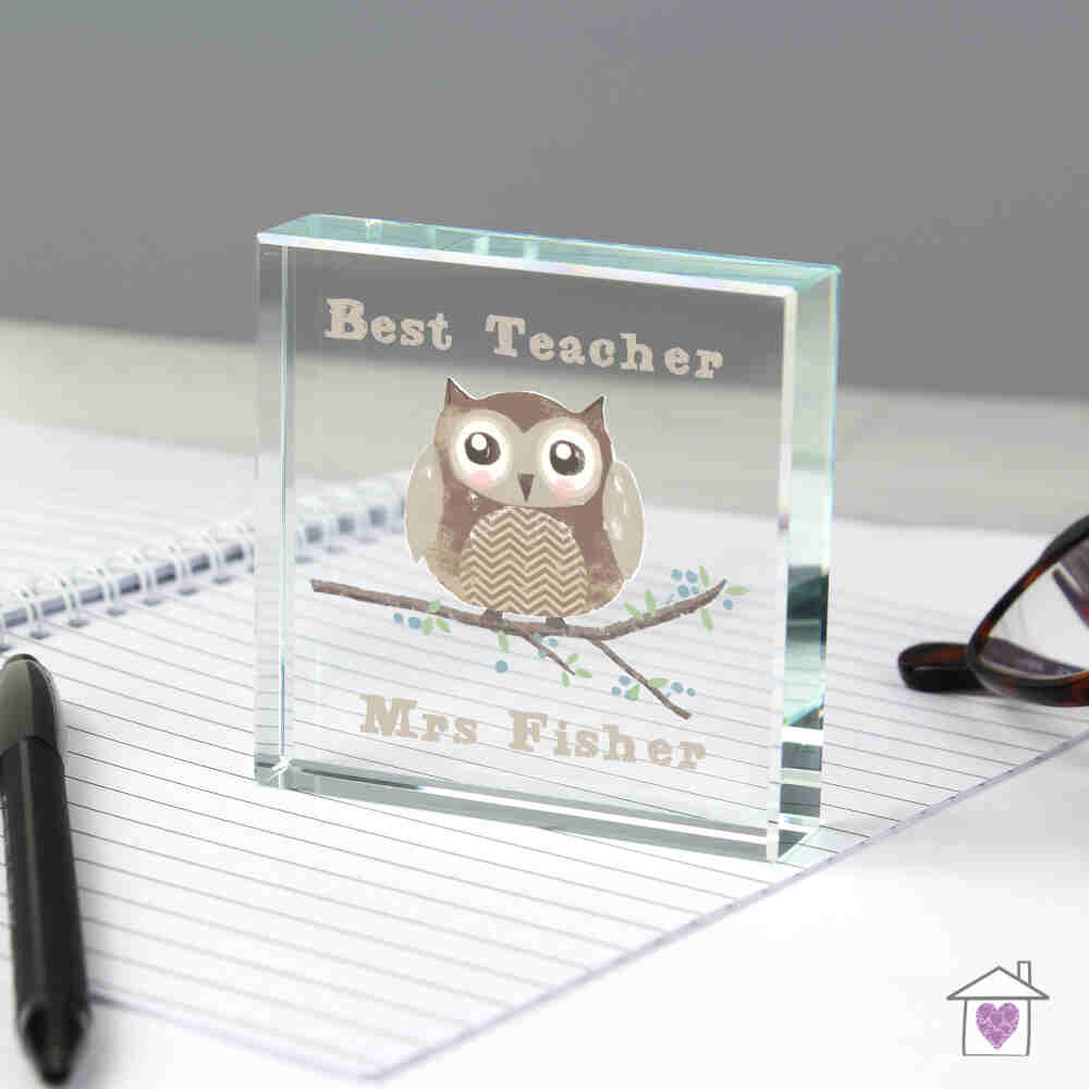 Personalised Woodland Owl Large Crystal Token