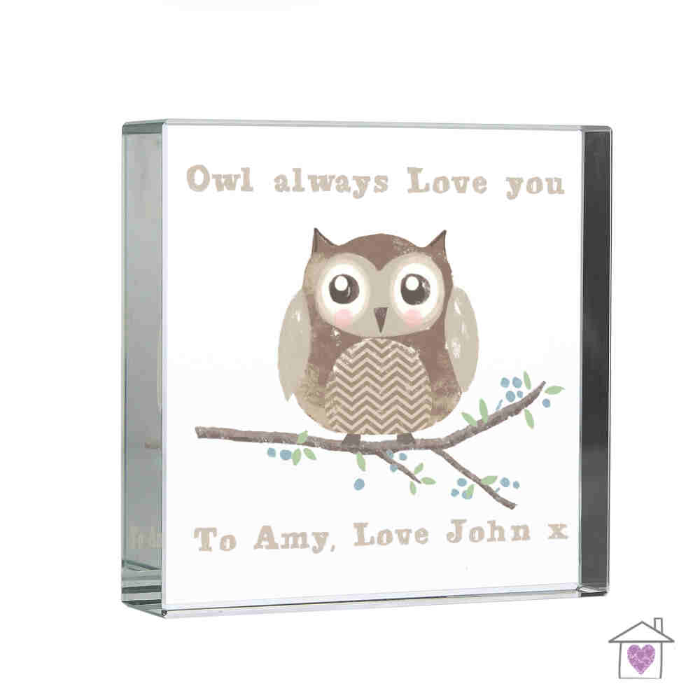 Personalised Woodland Owl Large Crystal Token - Image 2