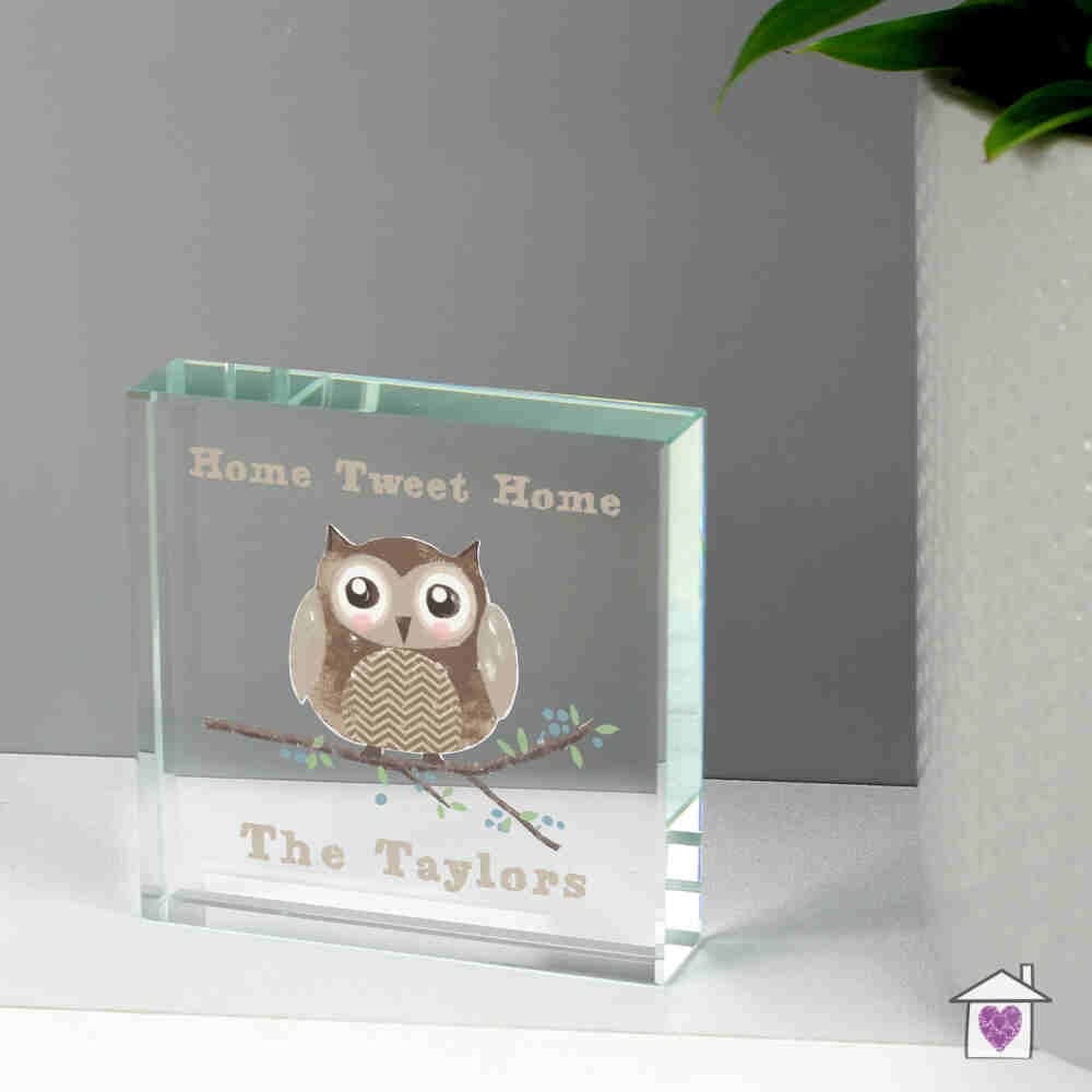 Personalised Woodland Owl Large Crystal Token - Image 3
