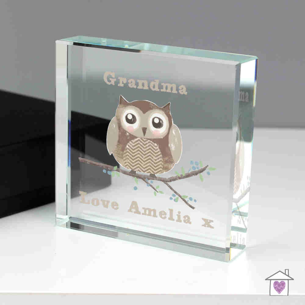 Personalised Woodland Owl Large Crystal Token - Image 4