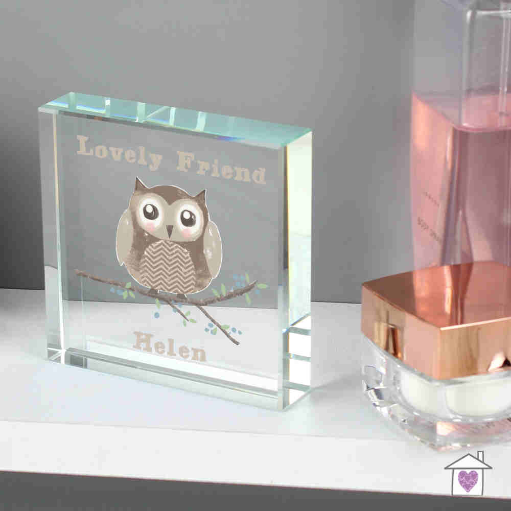 Personalised Woodland Owl Large Crystal Token - Image 5