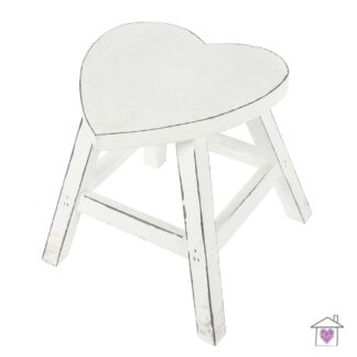 White Shabby Heart Stool