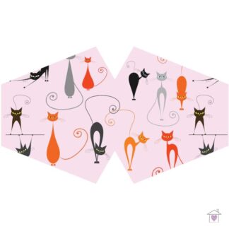 Reusable Fashion Face Mask - Pink Cats (Adult)