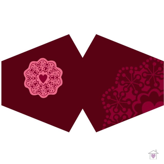 Reusable Fashion Face Mask - Red Mandala Heart (Adult)