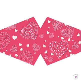Reusable Fashion Face Mask - Pink Hearts (Adult)