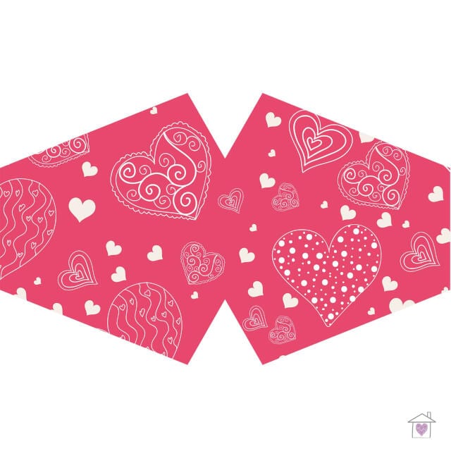 Reusable Fashion Face Mask - Pink Hearts (Adult)
