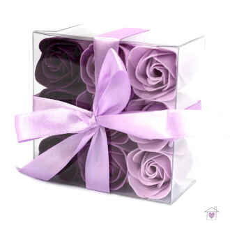 Set of 9 Soap Flowers- Lavender Roses