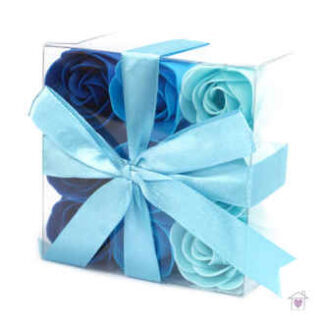 Set of 9 Soap Flowers- Blue Wedding Roses
