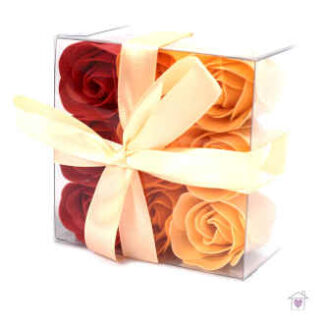Set of 9 Soap Flowers- Peach Roses